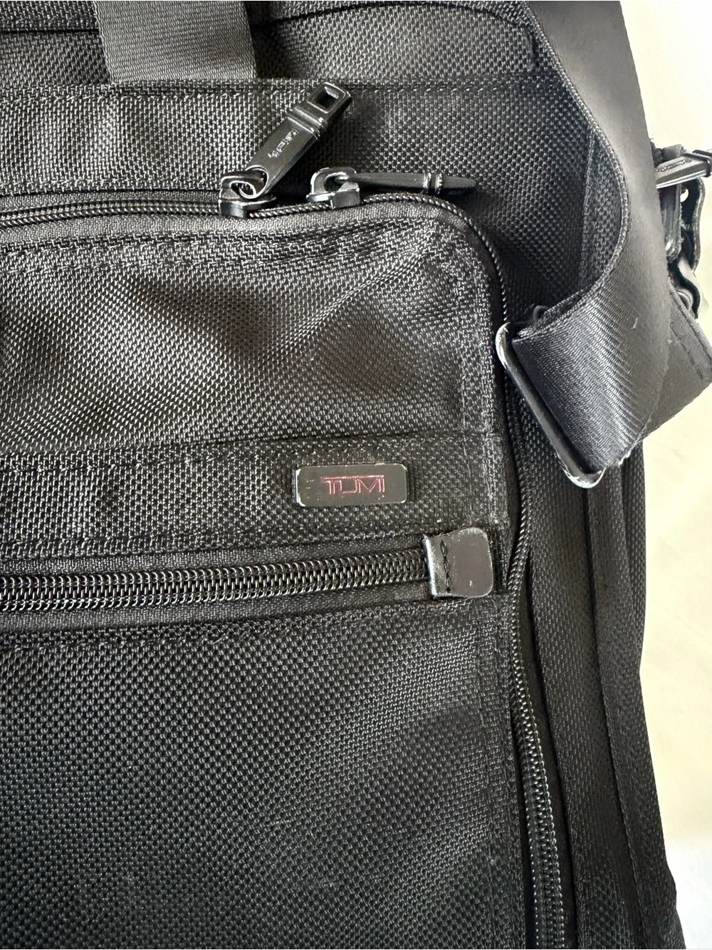 Tumi Black Nylon Laptop Messenger Bag with Webbed Strap